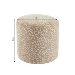 Pouf AWA tissu imprimé léopard beige
