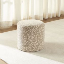 Pouf AWA tissu imprimé léopard beige