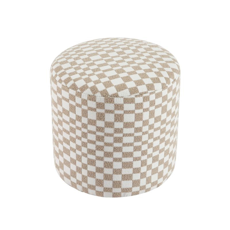 Pouf AWA tissu damier beige