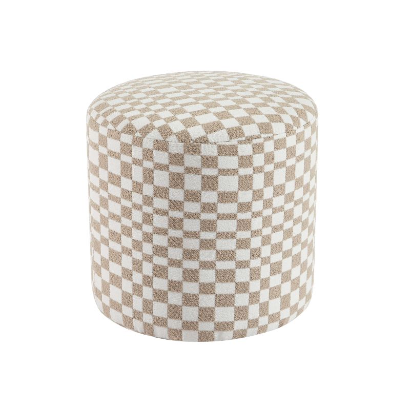 Pouf AWA tissu damier beige