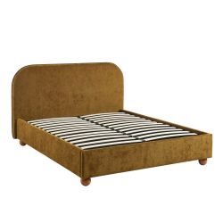Lit coffre PILKA 140x190 tissu chenille bronze sommier inclus