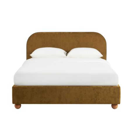 Lit coffre PILKA 140x190 tissu chenille bronze sommier inclus