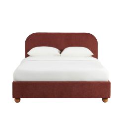 Lit coffre PILKA 140x190 tissu chenille bordeaux sommier inclus