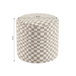 Pouf AWA tissu damier beige