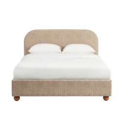 Lit coffre PILKA 160x200 tissu jacquard léopard beige sommier inclus