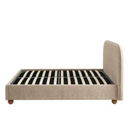 Lit coffre PILKA 160x200 tissu jacquard léopard beige sommier inclus