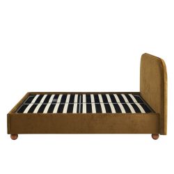 Lit coffre PILKA 160x200 tissu chenille bronze sommier inclus