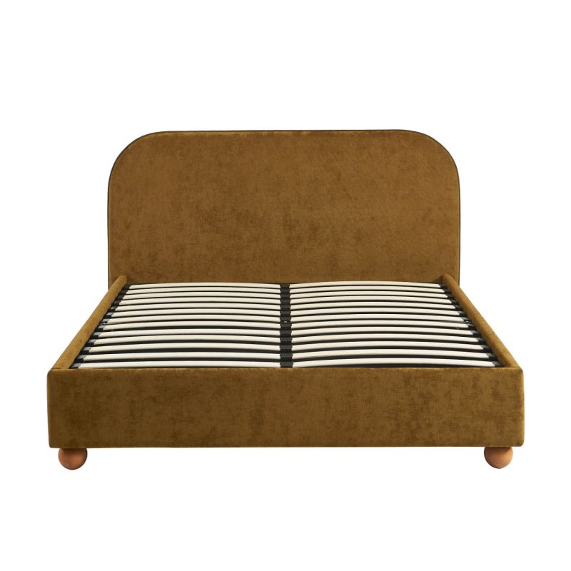 Lit coffre PILKA 160x200 tissu chenille bronze sommier inclus