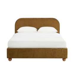Lit coffre PILKA 160x200 tissu chenille bronze sommier inclus