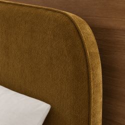 Lit coffre PILKA 160x200 tissu chenille bronze sommier inclus