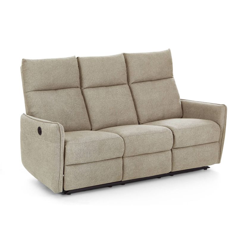 Canapé relax électrique MINOS 3 places tissu chenille beige