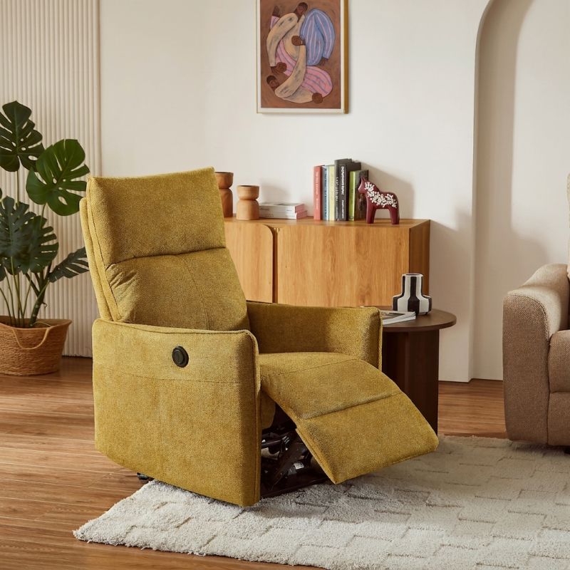 Fauteuil relax électrique MINOS 1 place tissu chenille moutarde