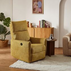 Fauteuil relax électrique MINOS 1 place tissu chenille moutarde