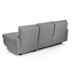 Canapé d'angle droit relax électrique HOROS 4 places tissu chenille gris clair