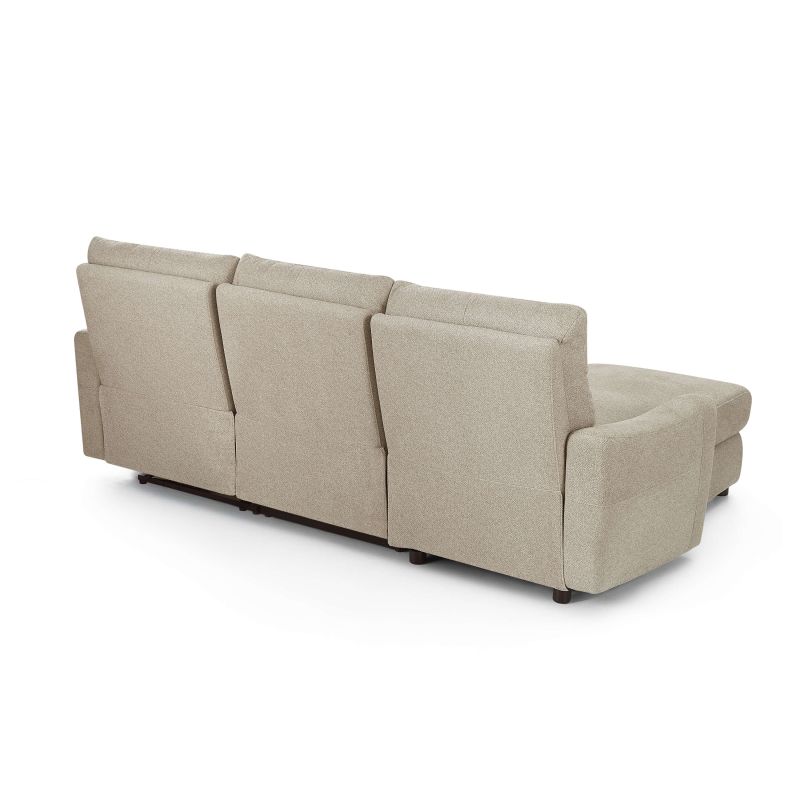 Canapé d'angle gauche relax électrique HOROS 4 places tissu chenille beige