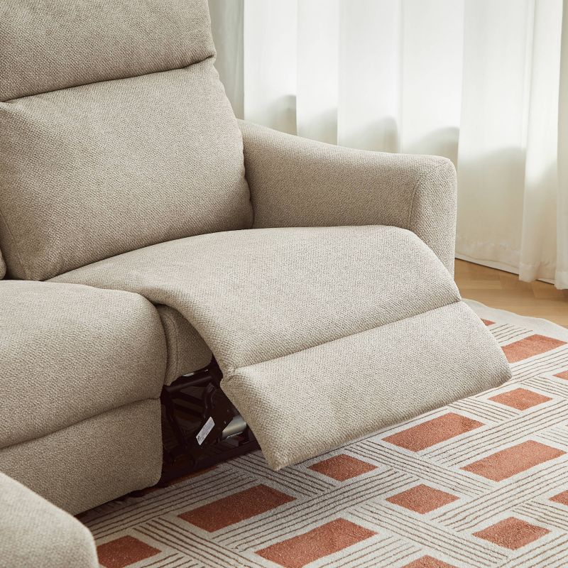 Canapé d'angle gauche relax électrique HOROS 4 places tissu chenille beige