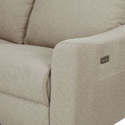 Canapé d'angle gauche relax électrique HOROS 4 places tissu chenille beige