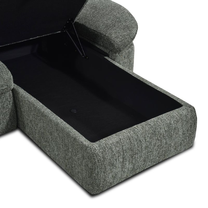Canapé d'angle convertible et réversible LORMA 4 places tissu chenille tramé vert