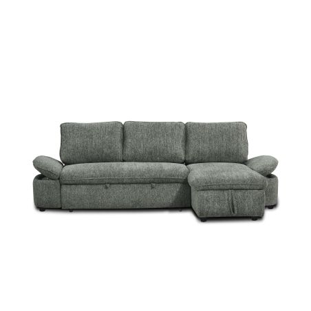 Canapé d'angle convertible et réversible LORMA 4 places tissu chenille tramé vert