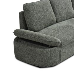 Canapé d'angle convertible et réversible LORMA 4 places tissu chenille tramé vert