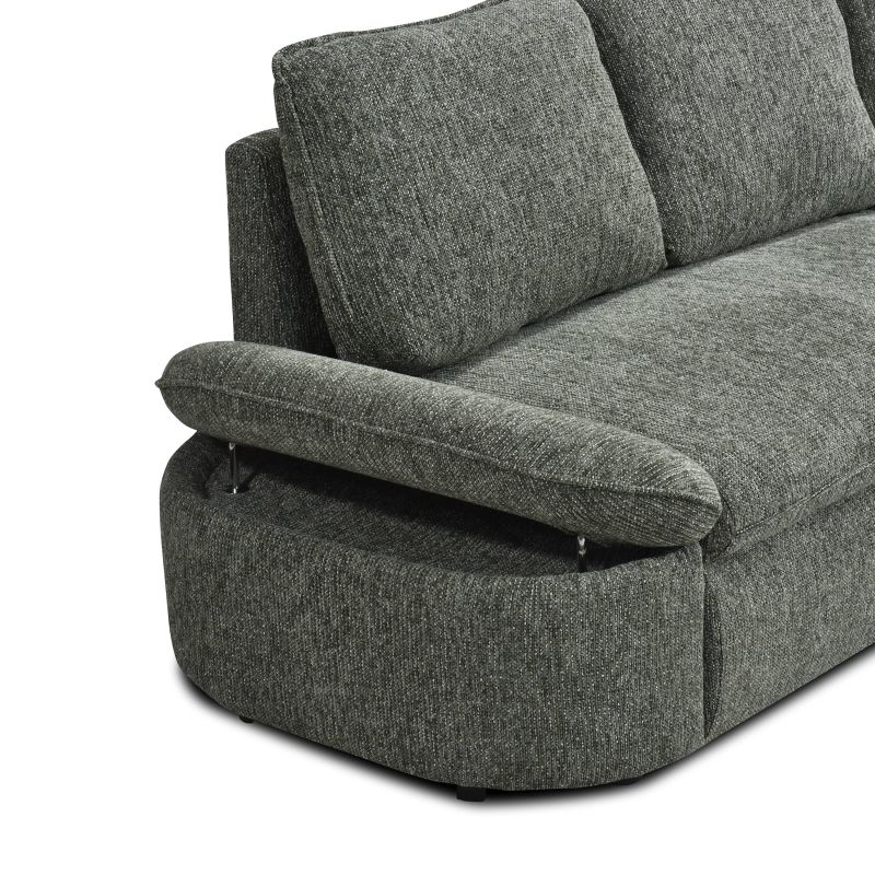 Canapé d'angle convertible et réversible LORMA 4 places tissu chenille tramé vert