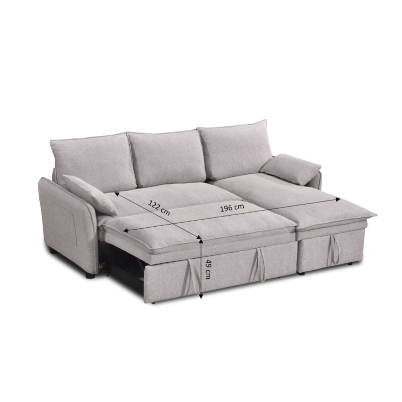 Canapé d'angle convertible et réversible SABEA 4 places tissu beige