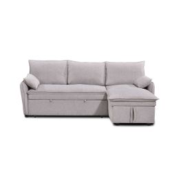 Canapé d'angle convertible et réversible SABEA 4 places tissu beige
