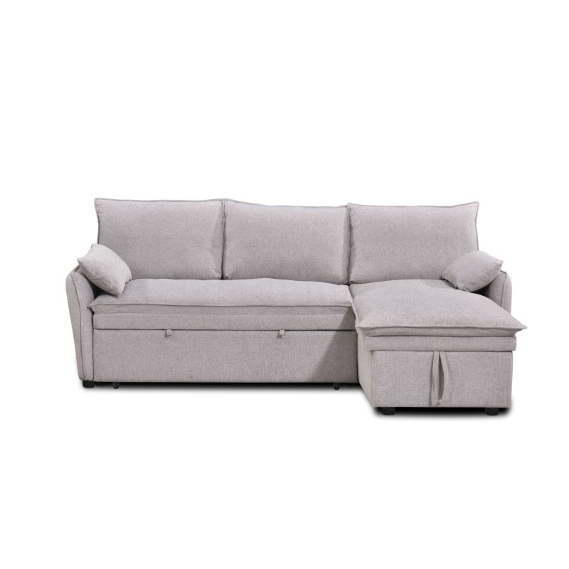 Canapé d'angle convertible et réversible SABEA 4 places tissu beige