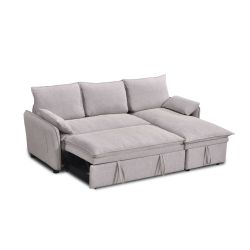 Canapé d'angle convertible et réversible SABEA 4 places tissu beige