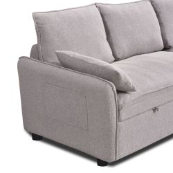 Canapé d'angle convertible et réversible SABEA 4 places tissu beige