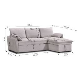 Canapé d'angle convertible et réversible SABEA 4 places tissu beige