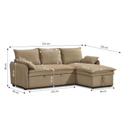 Canapé d'angle convertible et réversible SABEA 4 places tissu marron