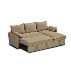 Canapé d'angle convertible et réversible SABEA 4 places tissu marron