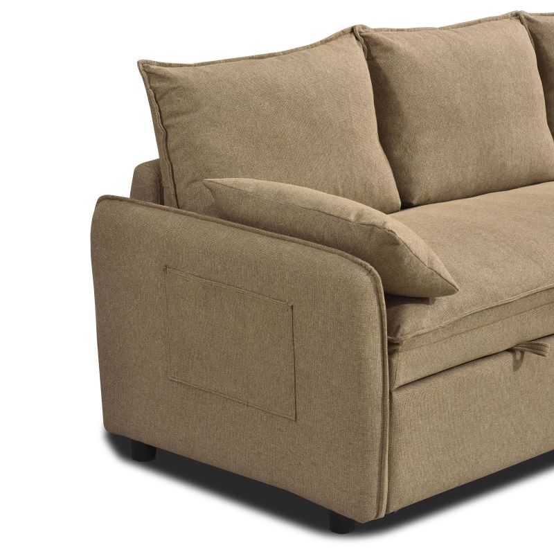 Canapé d'angle convertible et réversible SABEA 4 places tissu marron