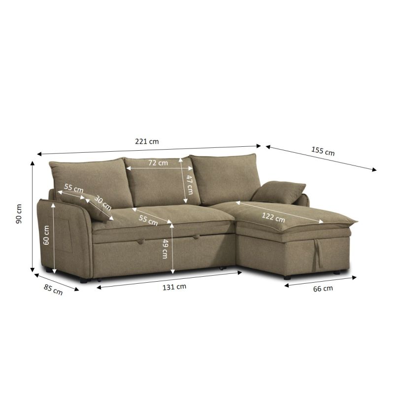Canapé d'angle convertible et réversible SABEA 4 places tissu vert