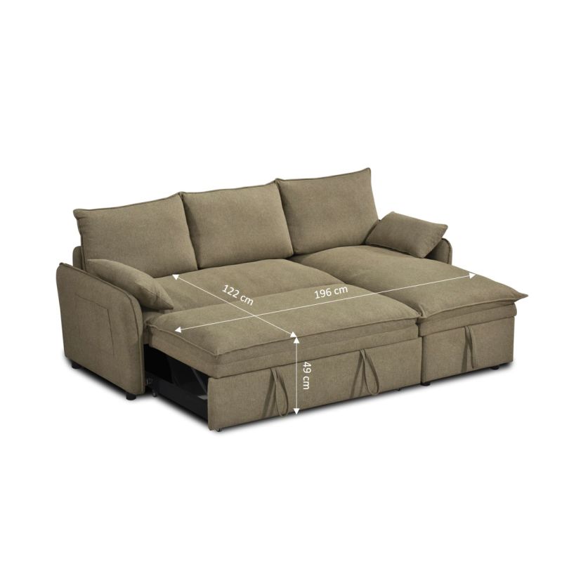 Canapé d'angle convertible et réversible SABEA 4 places tissu vert