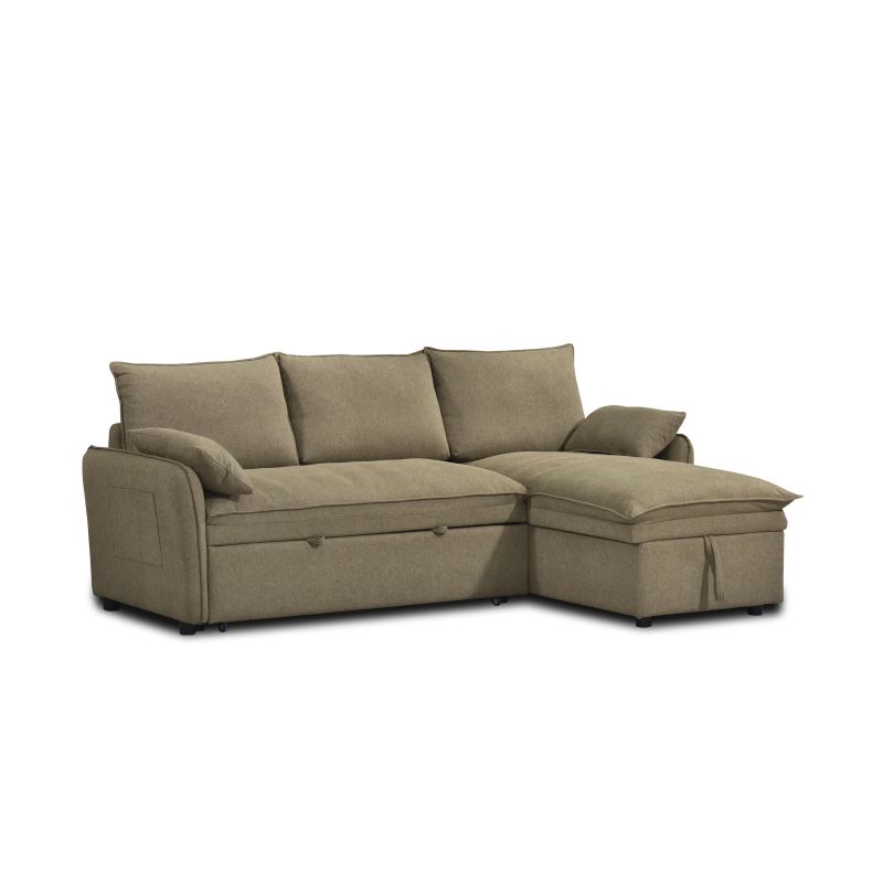Canapé d'angle convertible et réversible SABEA 4 places tissu vert