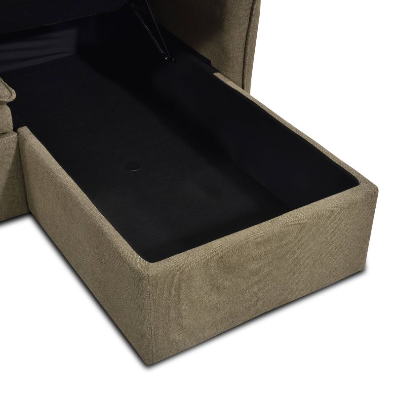 Canapé d'angle convertible et réversible SABEA 4 places tissu vert