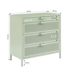 Commode PANTONE 4 tiroirs métal vert amande 80cm