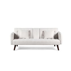 Canapé droit convertible CENOA 3 places tissu chenille tramé beige