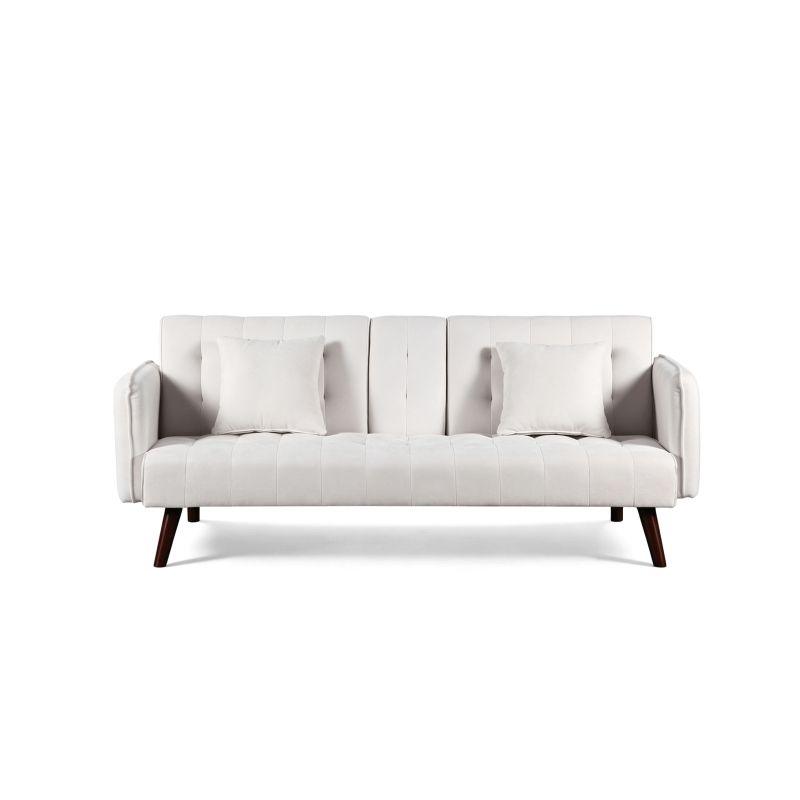 Canapé droit convertible CENOA 3 places tissu chenille tramé beige