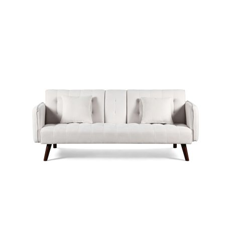 Canapé droit convertible CENOA 3 places tissu chenille tramé beige