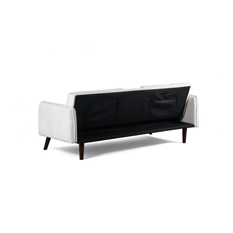 Canapé droit convertible CENOA 3 places tissu chenille tramé beige