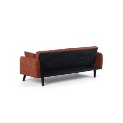 Canapé droit convertible CENOA 3 places tissu chenille tramé brique