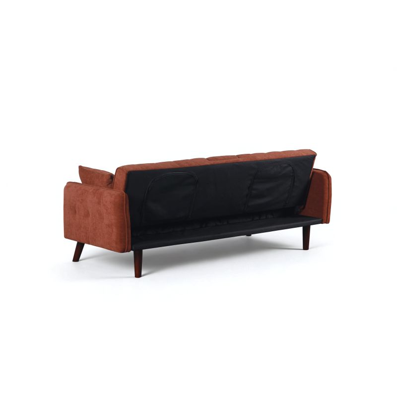 Canapé droit convertible CENOA 3 places tissu chenille tramé brique
