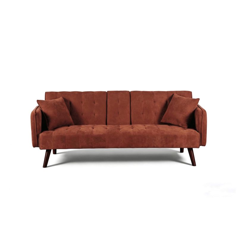 Canapé droit convertible CENOA 3 places tissu chenille tramé brique