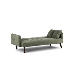 Canapé droit convertible CENOA 3 places tissu chenille tramé vert