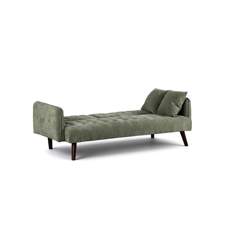 Canapé droit convertible CENOA 3 places tissu chenille tramé vert