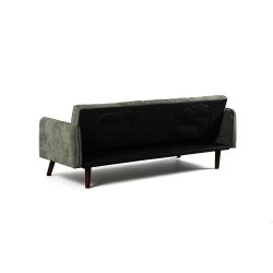 Canapé droit convertible CENOA 3 places tissu chenille tramé vert