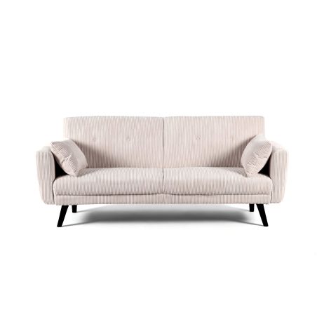 Canapé droit convertible CRENOA 3 places velours côtelé beige